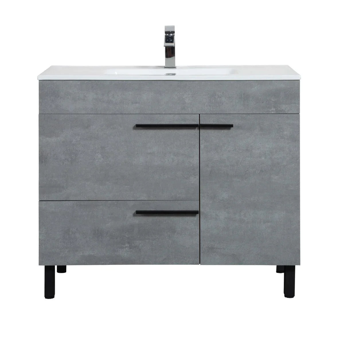 40" Cement Freestanding Single Sink Bathroom Vanity with White Ceramic Countertop Odessa - Golden Elite Deco
