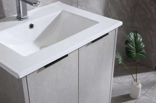 24" Cement Freestanding Bathroom Vanity with White Ceramic Countertop Odessa - Golden Elite Deco