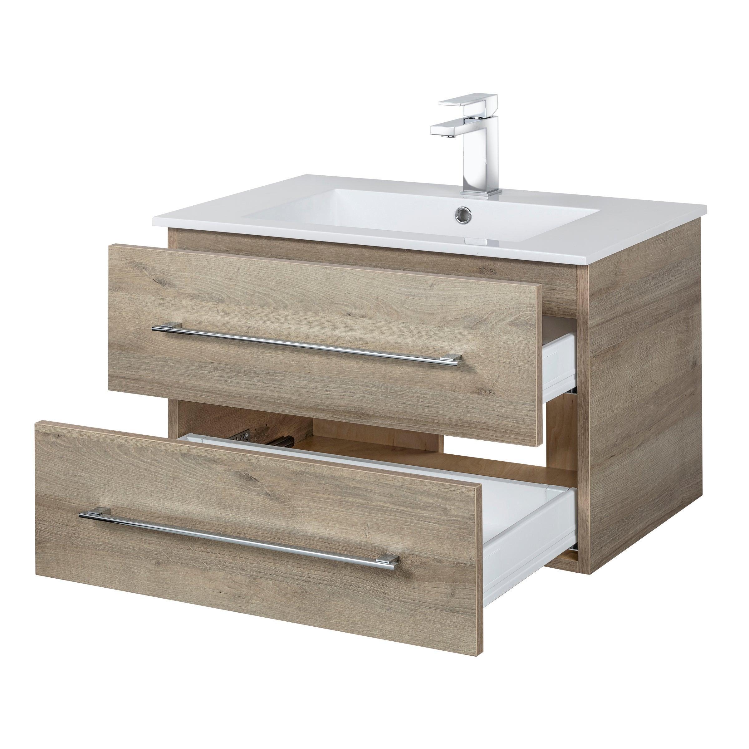 30" Organic Wall Mount Single Sink Bathroom Vanity with White Acrylic Countertop : Kato - Golden Elite Deco