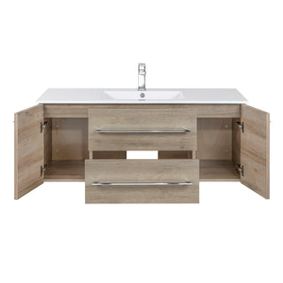 48" Organic Brown Wall Mount Single Sink Bathroom Vanity with White Acrylic Countertop : Kato Collection - Golden Elite Deco