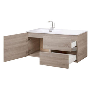 42" Dorato Brown Wall Mount Single Sink Bathroom Vanity with White Acrylic Countertop : Beachwood - Golden Elite Deco