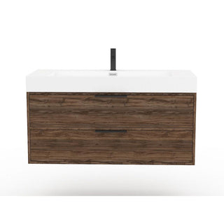 42" Americana Brown Wall Mount Single Sink Bathroom Vanity with White Acrylic Countertop : Savoy - Golden Elite Deco