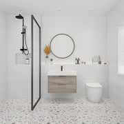 30" Silk Brown Wall Mount Single Sink Bathroom Vanity with White Acrylic Countertop : Savoy - Golden Elite Deco