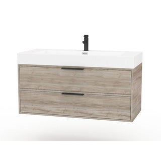 42" Silk Brown Wall Mount Single Sink Bathroom Vanity with White Acrylic Countertop : Savoy - Golden Elite Deco