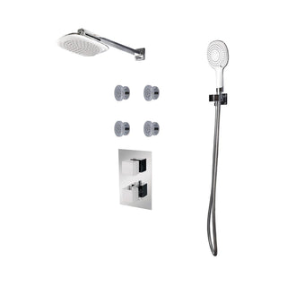 Bathroom Shower Set - Perron - White & Chrome - 3 Function - Golden Elite Deco
