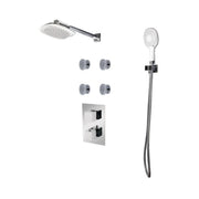 Bathroom Shower Set - Perron - White & Chrome - 3 Function - Golden Elite Deco