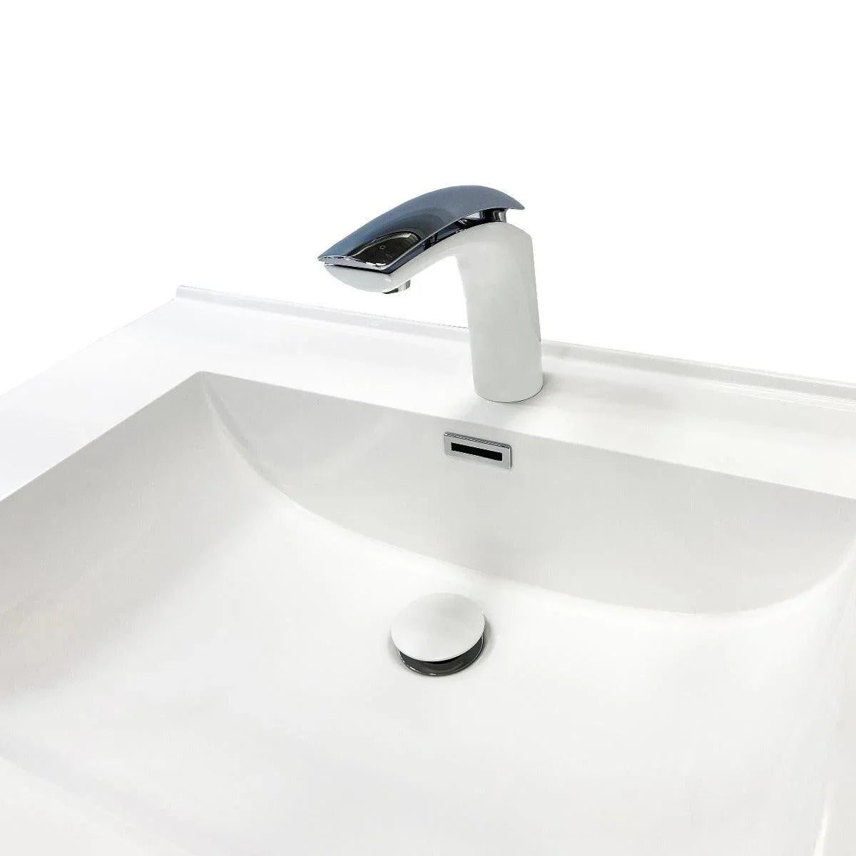 Pop-up Drain with Overflow - White & Chrome - Golden Elite Deco