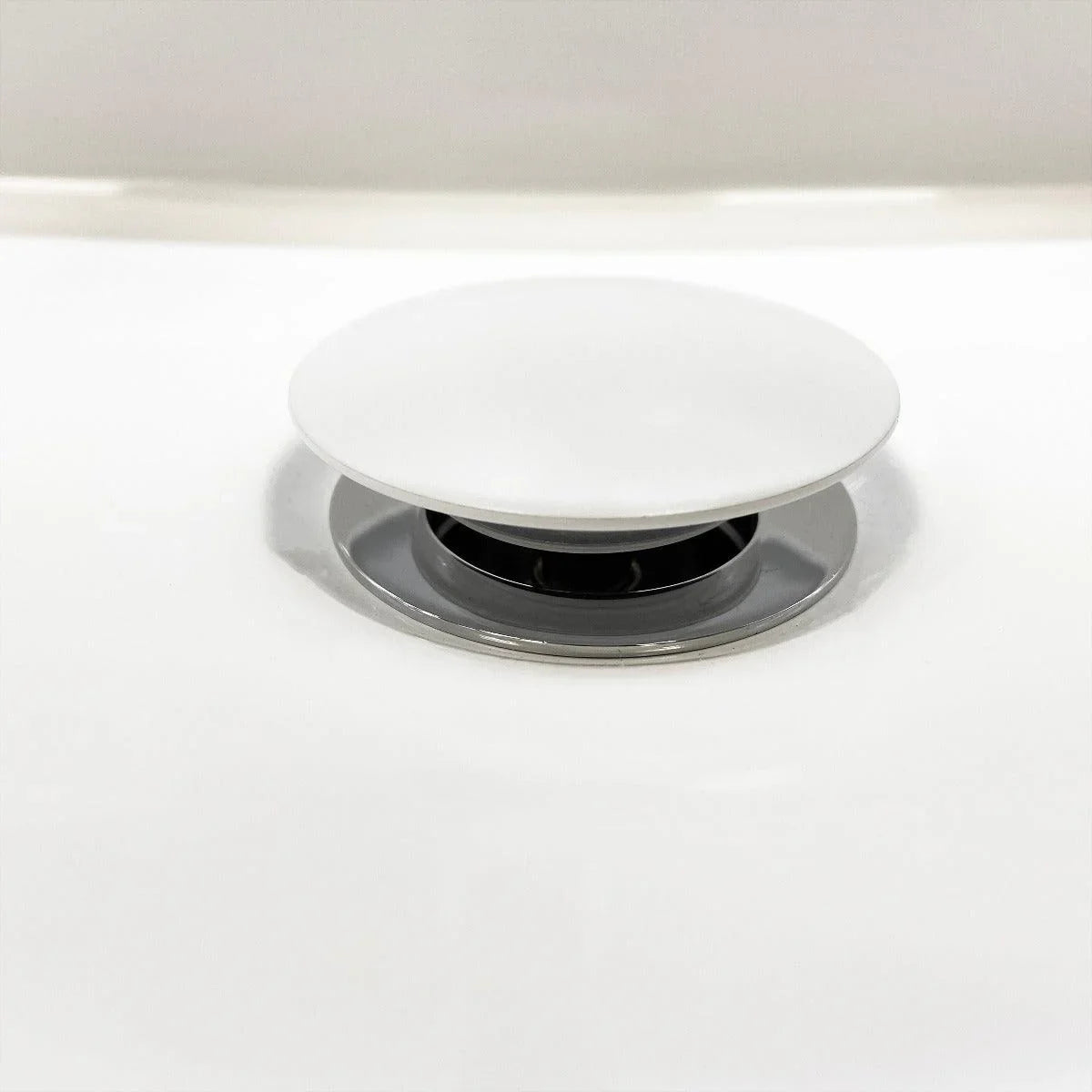 Pop-up Drain with Overflow - White & Chrome - Golden Elite Deco