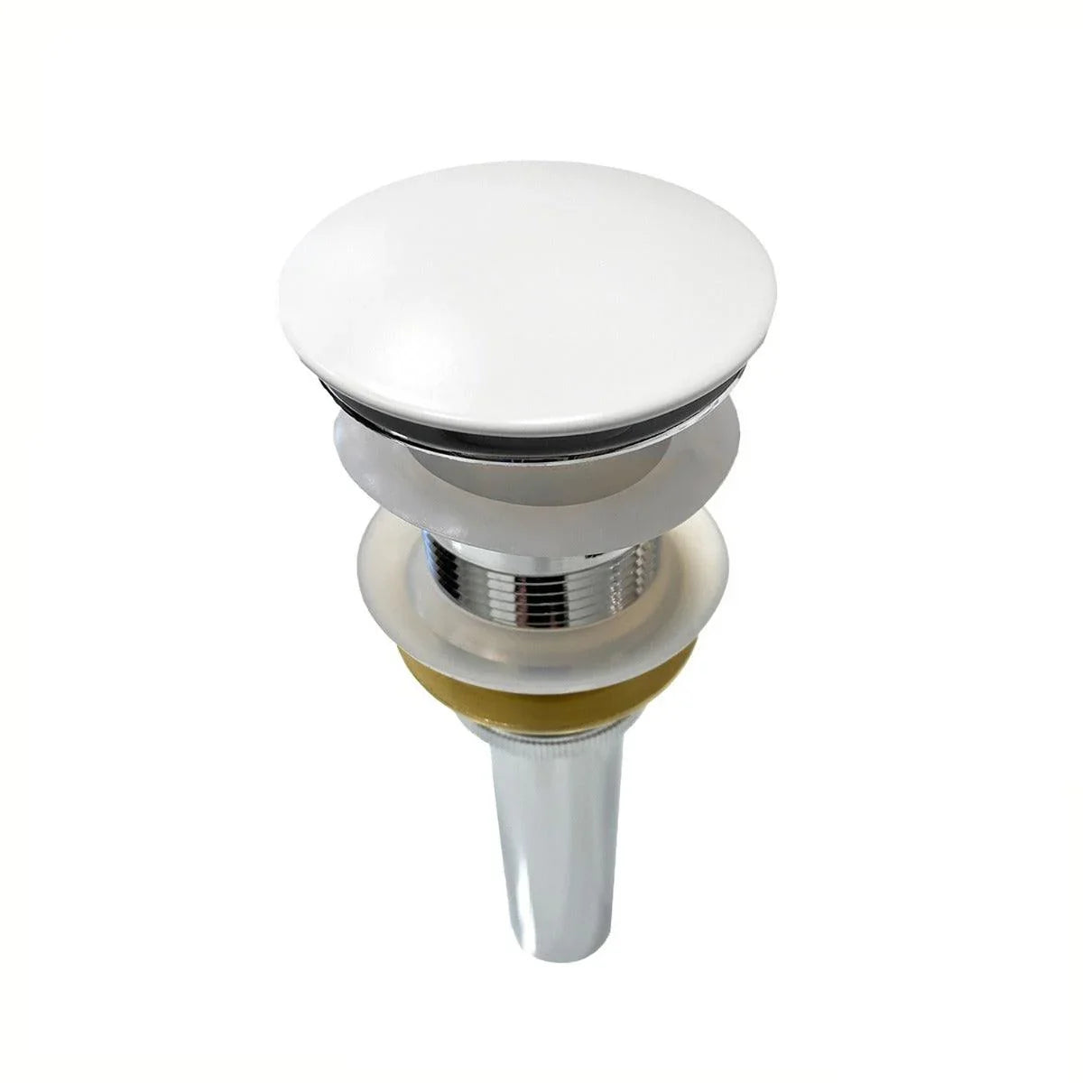 Pop-up Drain with Overflow - White & Chrome - Golden Elite Deco