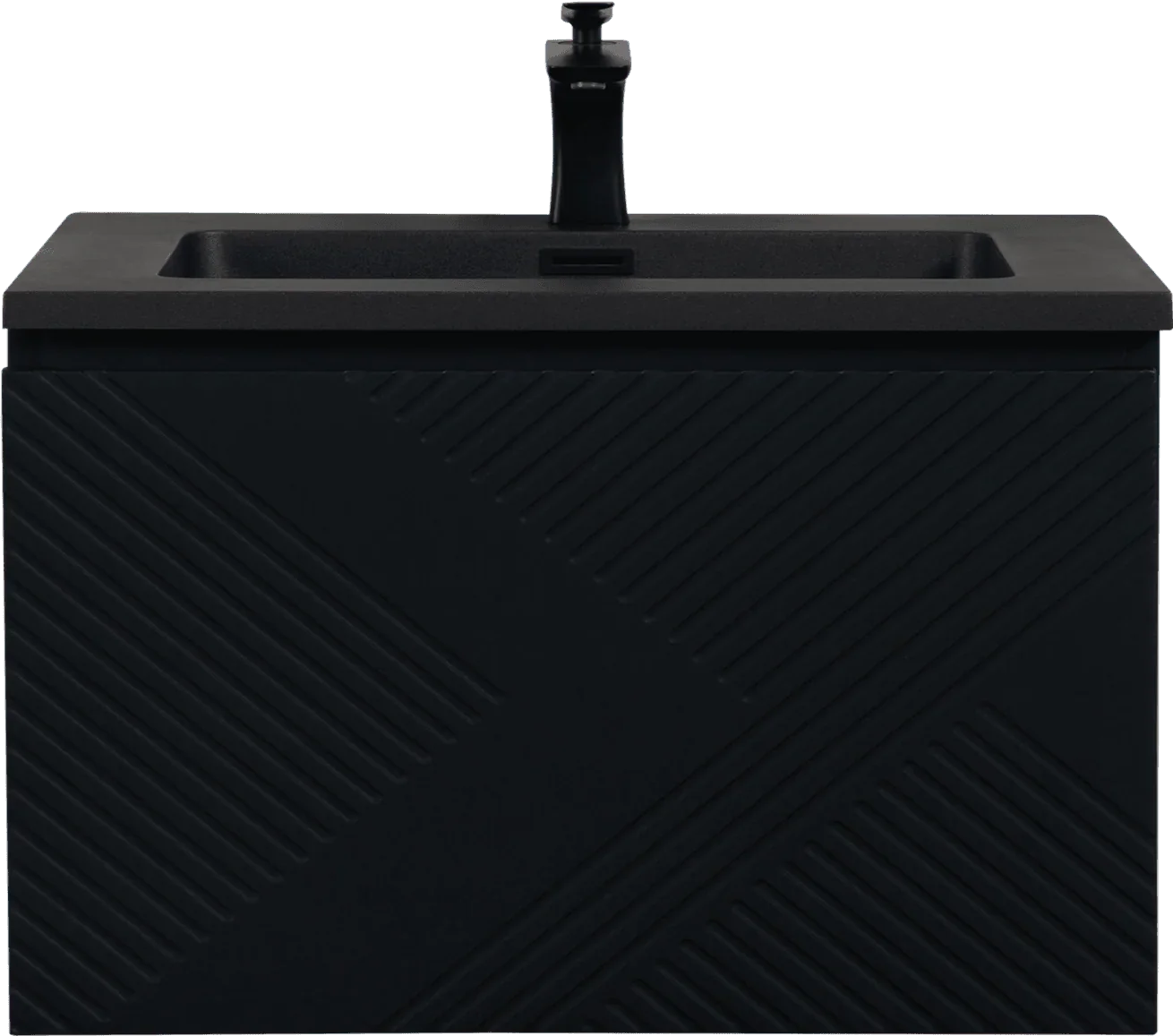 36" Black Wall Mount Bathroom Vanity with Black Engineered Quartz Countertop Roxboro - Golden Elite Deco