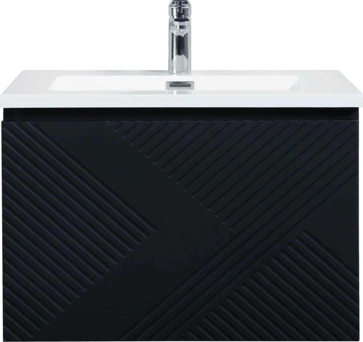 30" Black Wall Mount Bathroom Vanity with White Polymarble Countertop Roxboro - Golden Elite Deco