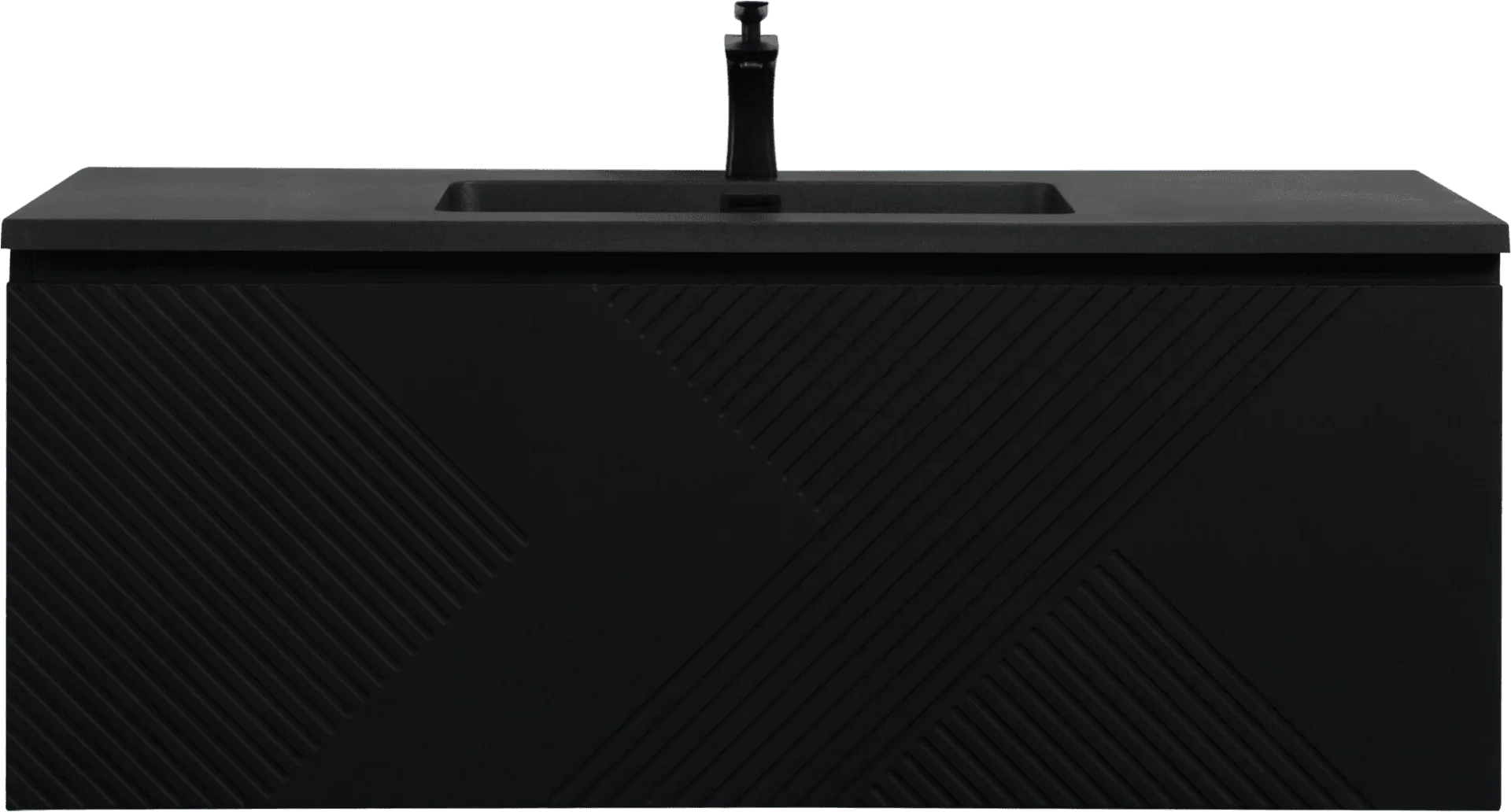 48" Black Wall Mount Bathroom Vanity with Black Engineered Quartz Countertop Roxboro - Golden Elite Deco