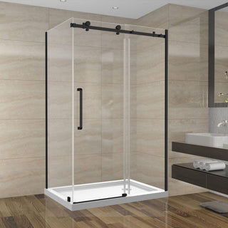48" x 36" Shower Set - Square Style With Matte Black Hardware - 2 Wall Setup Without Base - Golden Elite Deco