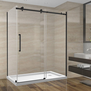 60" x 32" Shower Set - Square Style With Matte Black Hardware - 2 Wall Setup Without Base - Golden Elite Deco