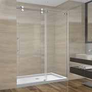 60"W x 75"H x 10mm Alcove Reversible Sliding Shower Door with Round Design Hardware in Chrome - Golden Elite Deco