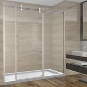 72"W x 75"H x 10mm Alcove Reversible Sliding Shower Door with Round Design Hardware in Chrome - Golden Elite Deco