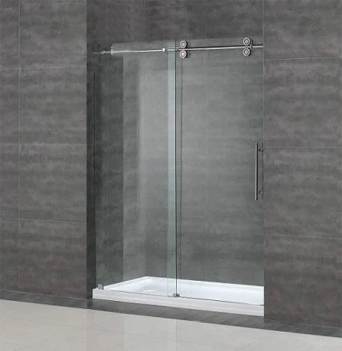 60"W x 75"H x 10mm Alcove Reversible Sliding Shower Door with Round Design Hardware in Chrome - Golden Elite Deco