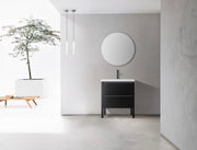 30" Black Freestanding Single Sink Bathroom Vanity with White Quartz Countertop - Golden Elite Deco