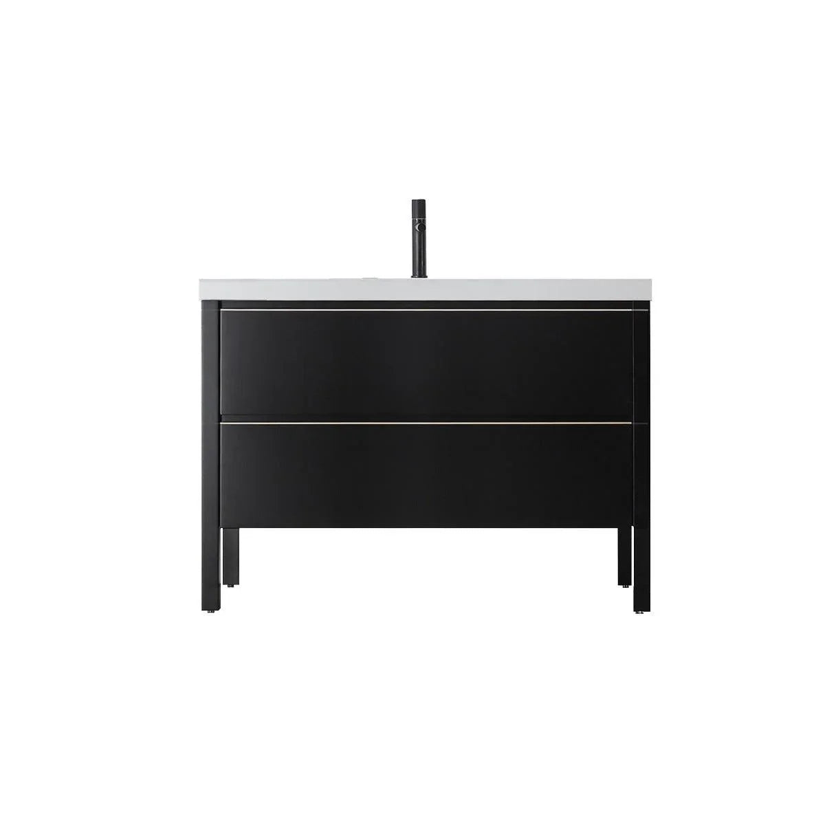 48" Black Freestanding Single Sink Bathroom Vanity with White Quartz Countertop - Golden Elite Deco