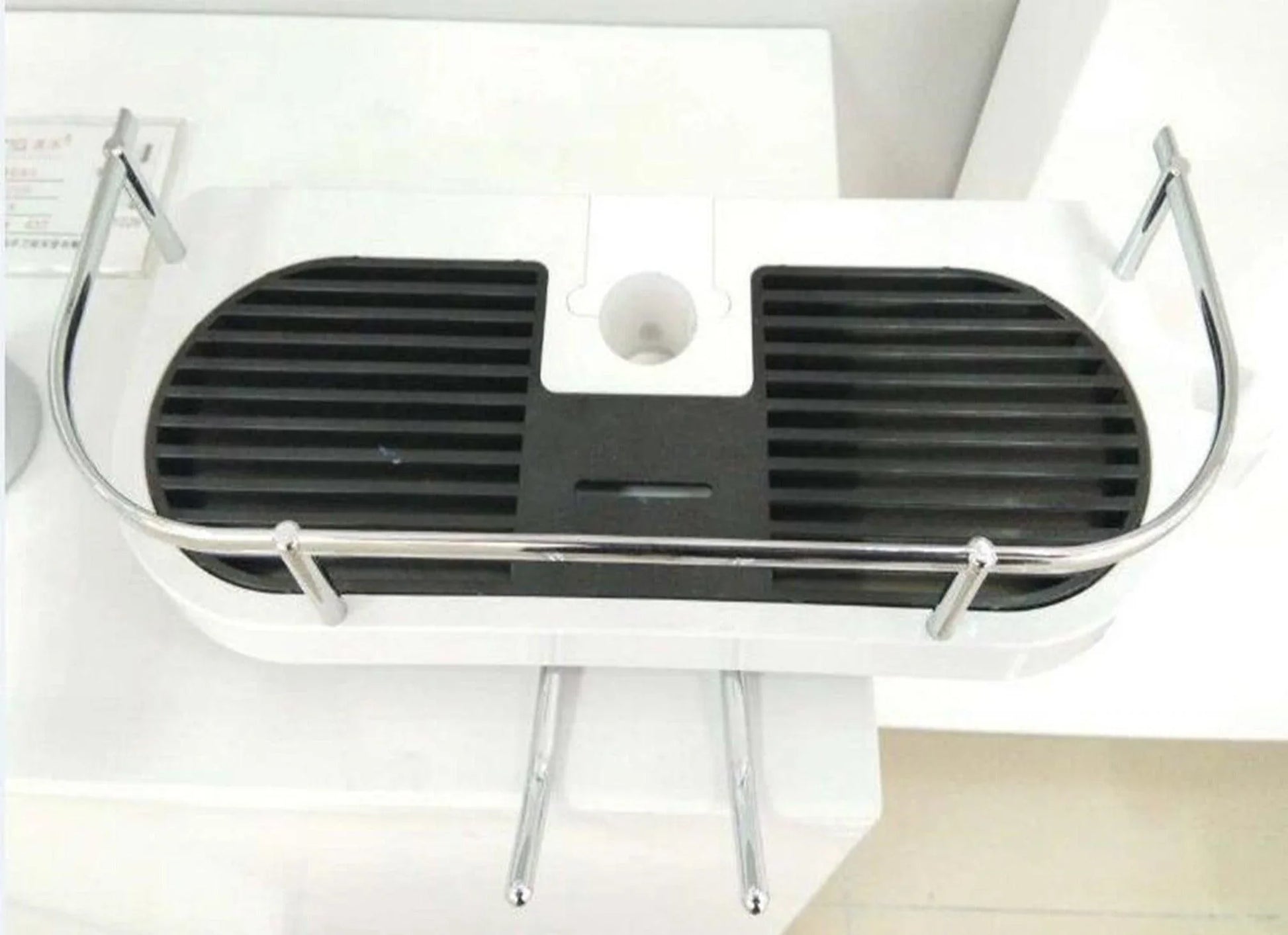 Shower Soap Basket White and Chrome - Golden Elite Deco