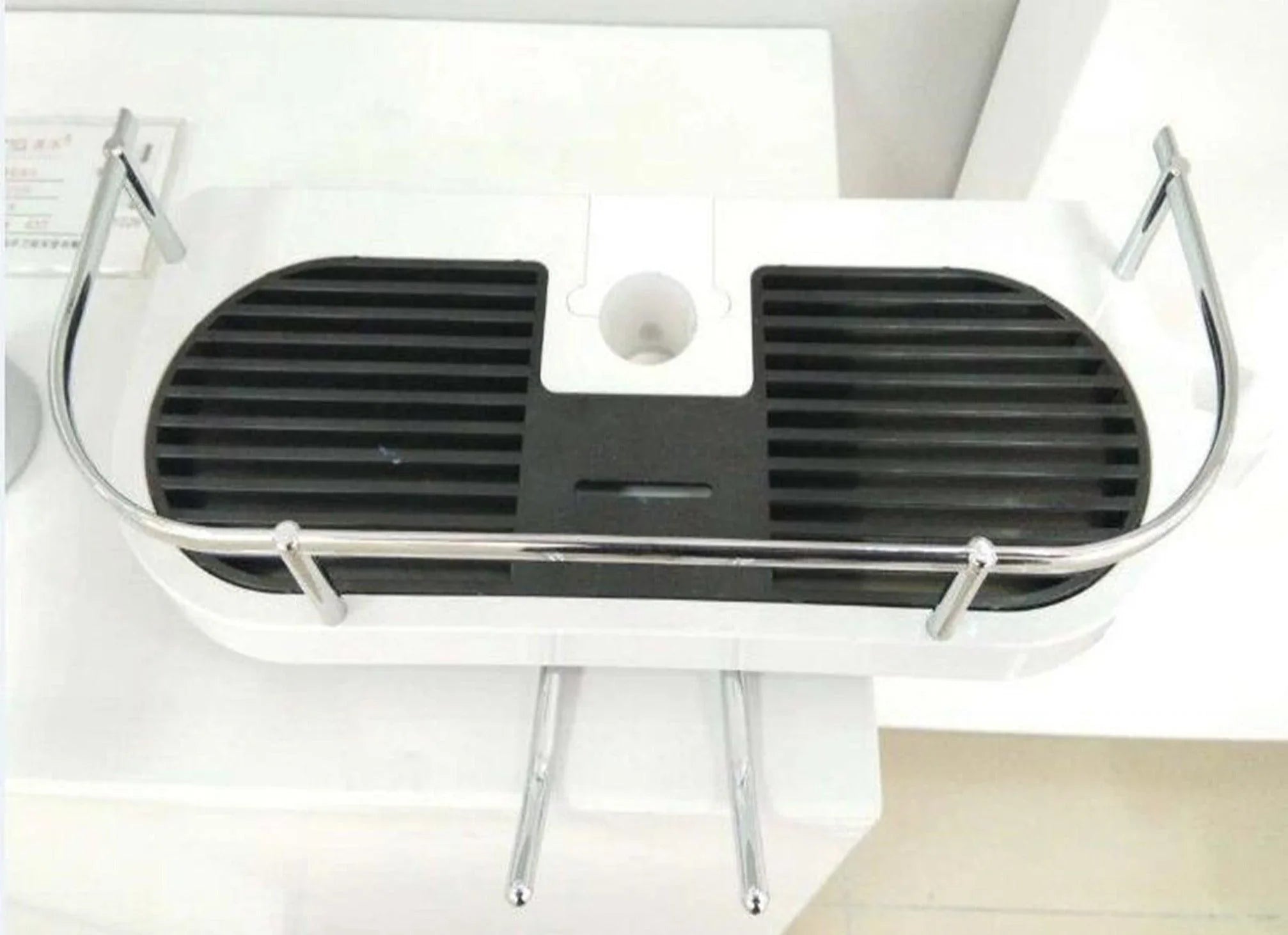 Shower Soap Basket White and Chrome - Golden Elite Deco