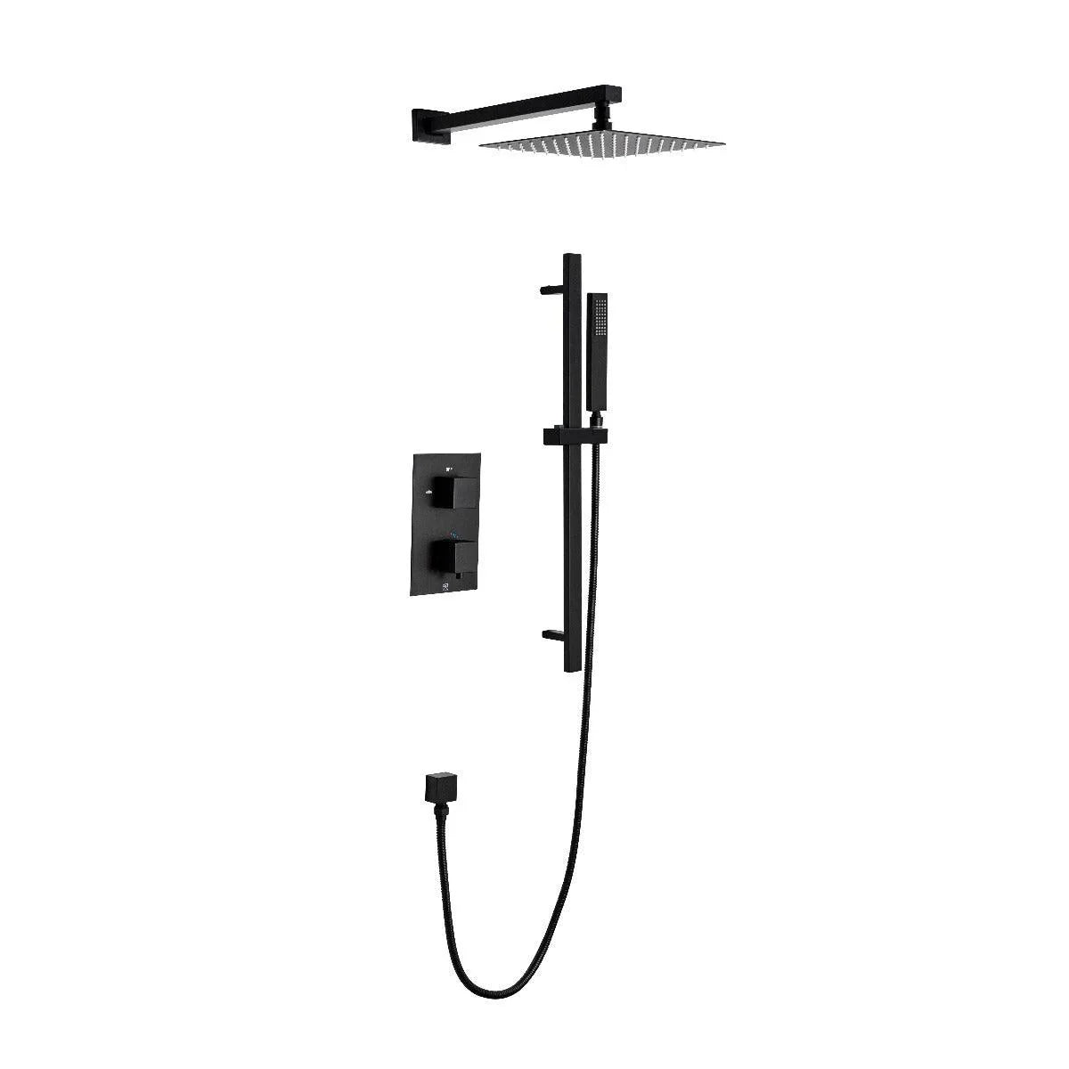 Bathroom Shower Set - Barbados - Matte Black - 2 Function Thermostatic - Golden Elite Deco