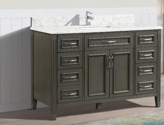 48" Grey Freestanding Single Sink Bathroom Vanity w/ Carrera Marble Countertop Amanda - SAMPLE SALE