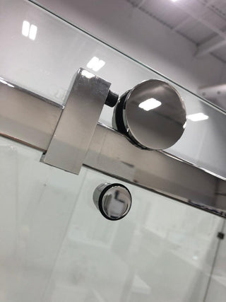 48"W x 75"H x 10mm Alcove Reversible Sliding Shower Door with Square Design Hardware in Chrome - Golden Elite Deco