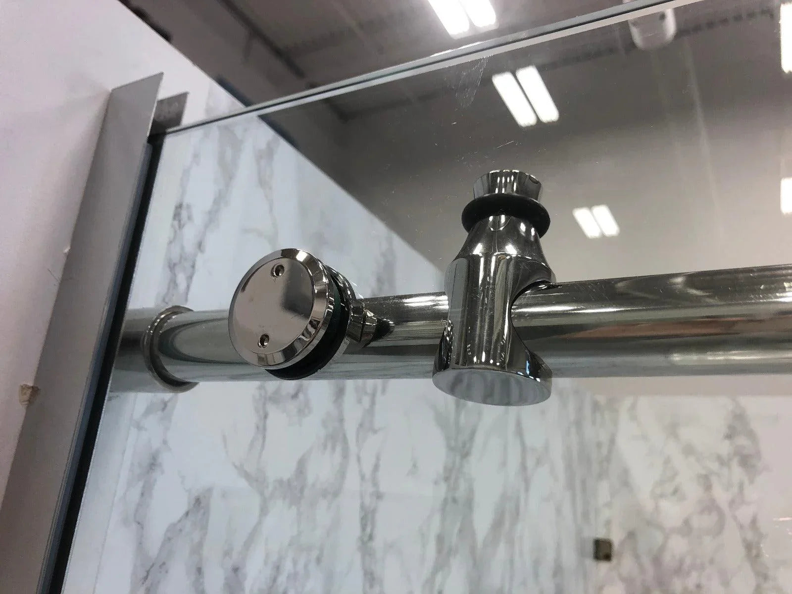 60"W x 75"H x 10mm Alcove Reversible Sliding Shower Door with Round Design Hardware in Chrome - Golden Elite Deco