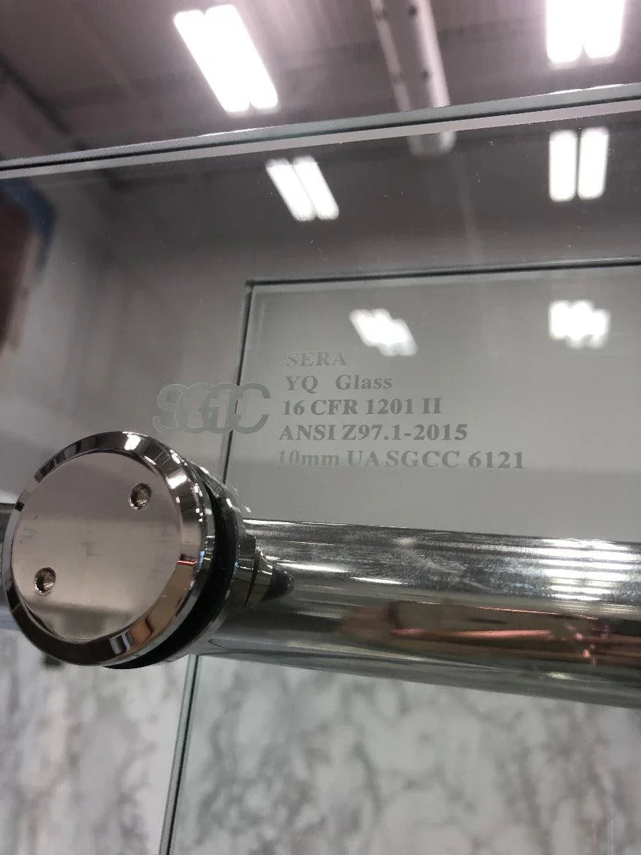 48"W x 75"H x 10mm Alcove Reversible Sliding Shower Door with Round Design Hardware in Chrome - Golden Elite Deco