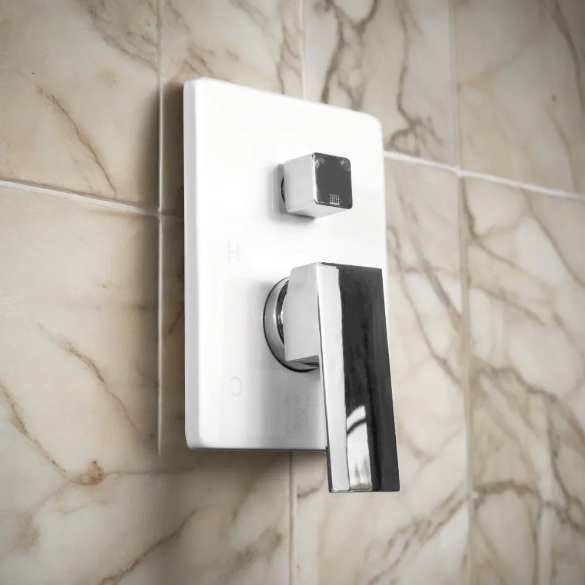 Shower Mixer White and Chrome - 3-Function Round with Pressure Balance