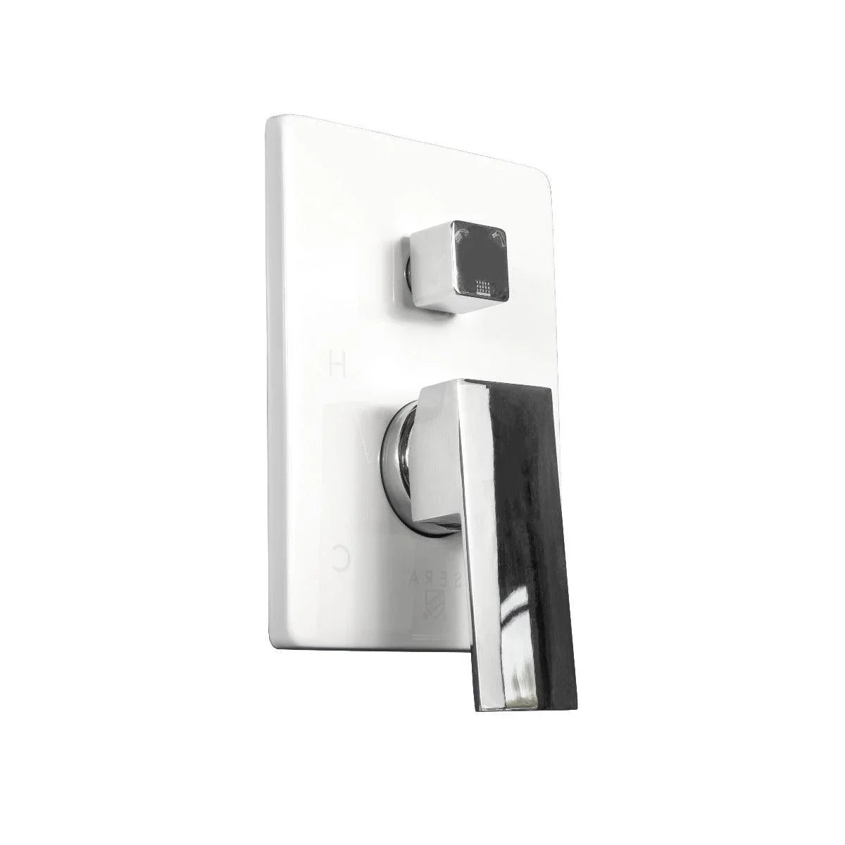 Shower Mixer White and Chrome - 3-Function Round with Pressure Balance - Golden Elite Deco