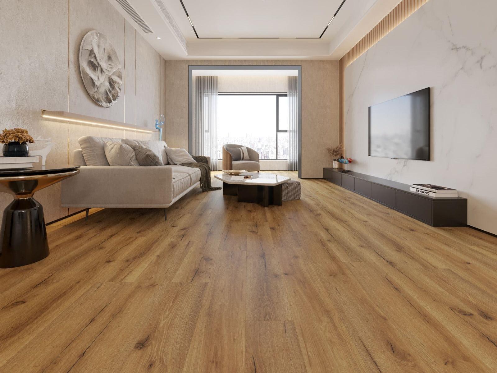 SPC Vinyl Click Flooring with Underpad - Smoked Oak- 6 mm - Golden Elite Deco