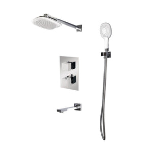 Bathroom Shower Set - Senay - White & Chrome - 3 Function - Golden Elite Deco
