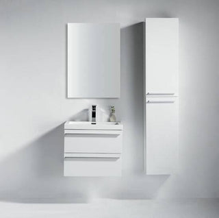 Meuble-lavabo mural blanc de 24 po avec comptoir en polymarbre blanc Sofia