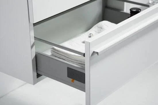 24" White Wall Mount Bathroom Vanity with White Polymarble Countertop Sofia - Golden Elite Deco