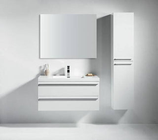 42" White Wall Mount Bathroom Vanity with White Polymarble Countertop Sofia - Golden Elite Deco