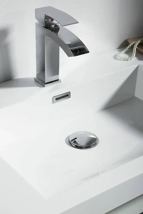 42" White Wall Mount Bathroom Vanity with White Polymarble Countertop Sofia - Golden Elite Deco