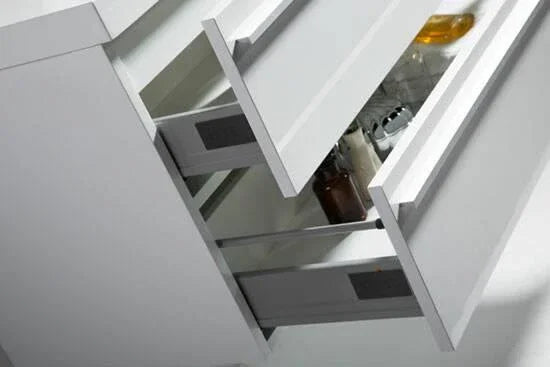 42" White Wall Mount Bathroom Vanity with White Polymarble Countertop Sofia - Golden Elite Deco