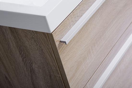 36" Soft Oak Wall Mount Bathroom Vanity with White Polymarble Countertop Sofia - Golden Elite Deco