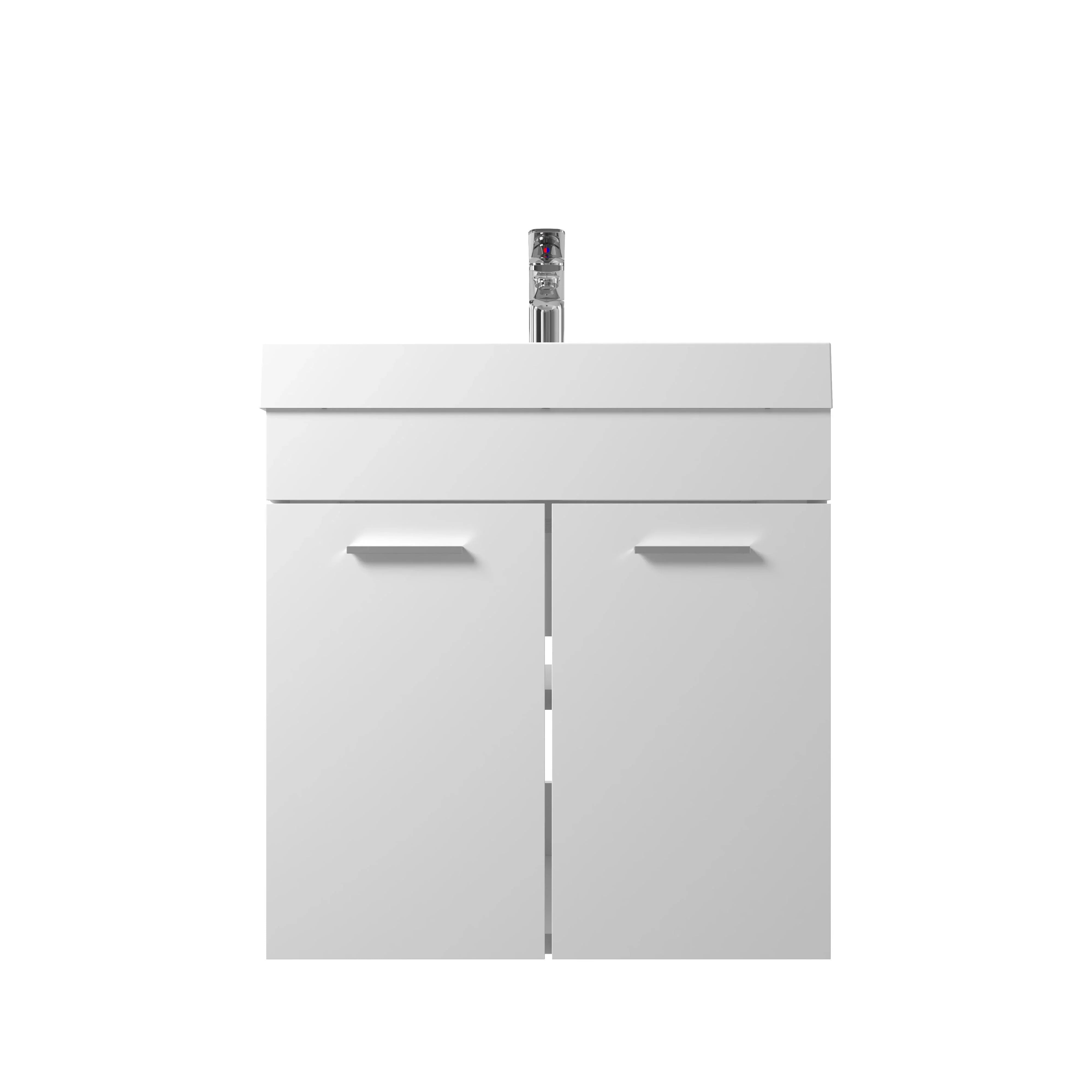 20" White Wall Mount Single Sink Bathroom Vanity with White Countertop - Golden Elite Deco