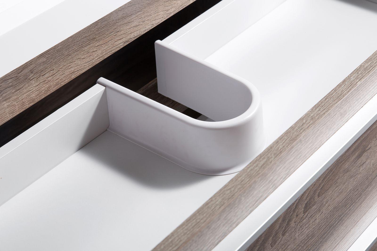 42" Soft Oak Wall Mount Bathroom Vanity with White Polymarble Countertop Sofia - Golden Elite Deco