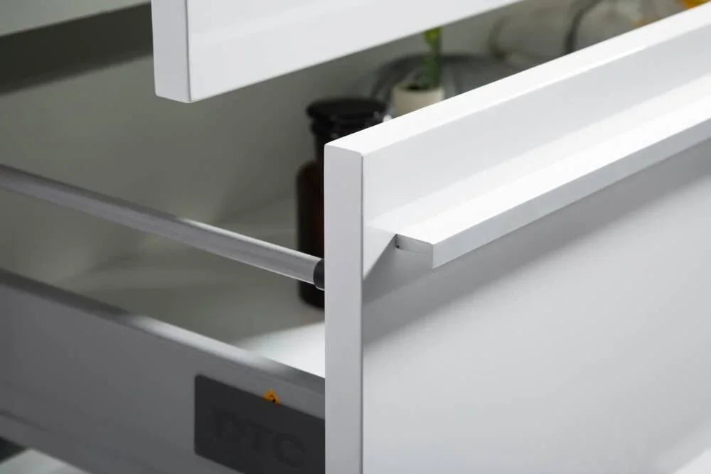 36" White Wall Mount Bathroom Vanity with White Polymarble Countertop Sofia - Golden Elite Deco