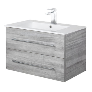 30" Soho Grey Wall Mount Single Sink Bathroom Vanity with White Acrylic Countertop : Kato - Golden Elite Deco