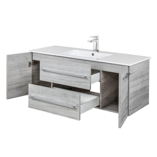 48" Grey Wall Mount Single Sink Bathroom Vanity with White Acrylic Countertop : Kato Collection - Golden Elite Deco