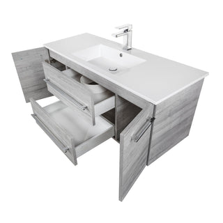 48" Grey Wall Mount Single Sink Bathroom Vanity with White Acrylic Countertop : Kato Collection - Golden Elite Deco