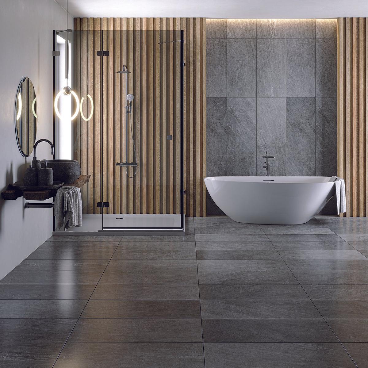 SPC Luxury Vinyl TrueGrout Tile - Thunder Grey - 5 mm - Golden Elite Deco