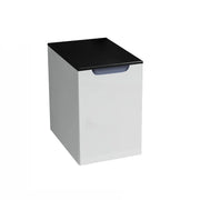 Armoire Latérale Murale 12po Blanc Lustré avec Comptoir en Verre Trempé Noir